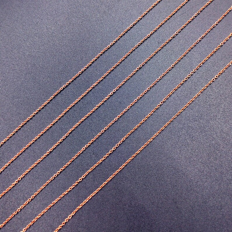 Flat Oval Link Chain 1.25mm – Gold Silver Rose Gold Plated Chain, Copper Jewelry Chain, Necklace Chain, Jewelry Making Supplies