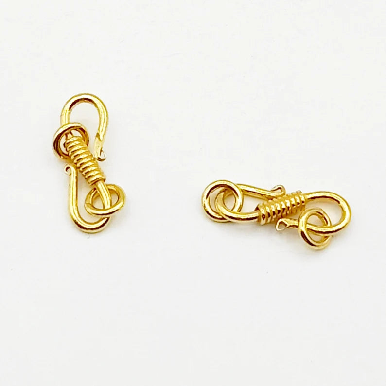 S Hook Lock Clasp with Jump Ring – Gold, Silver & Rose Gold Plated | Jewelry Making Findings (2 Pcs)