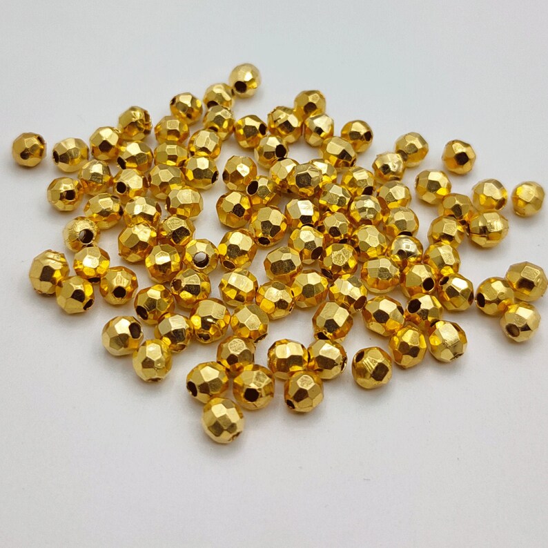 5mm Faceted Spacer Beads – Gold Silver Rose Gold Plated Brass Beads, Jewelry Making Supplies, Spacer Beads Bulk