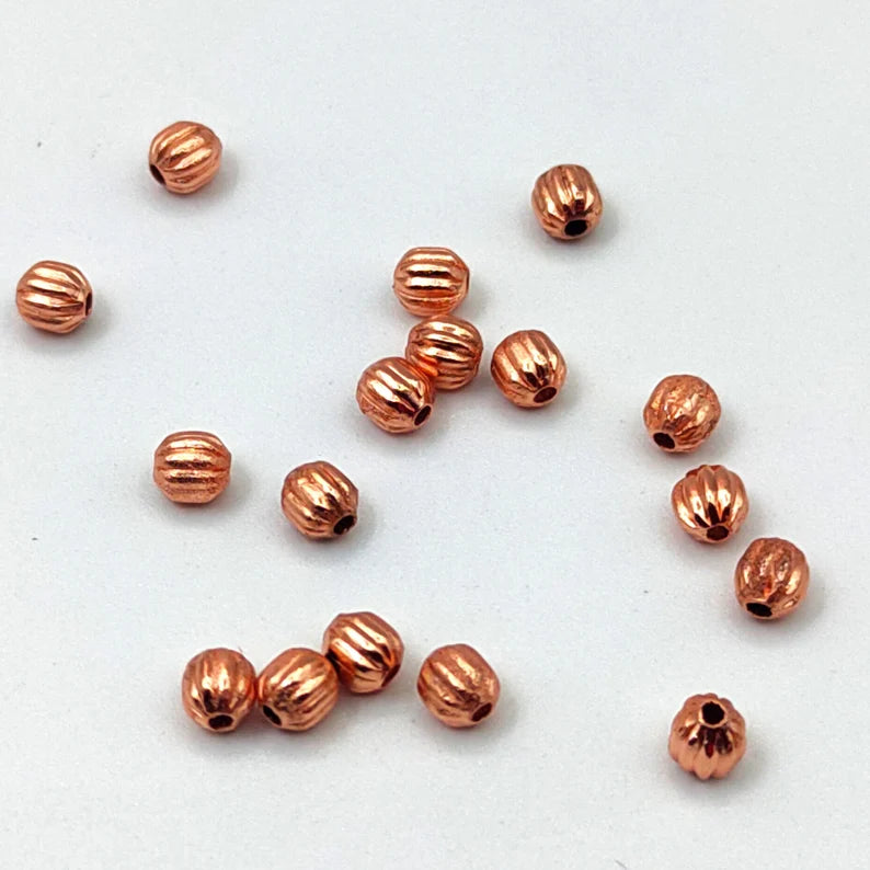 4mm Pumpkin Spacer Beads – Gold Silver Rose Gold Plated Brass Beads, Jewelry Making Supplies, Bulk Spacer Beads