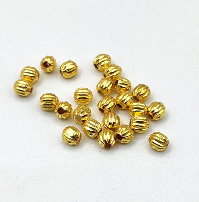 4mm Pumpkin Spacer Beads – Gold Silver Rose Gold Plated Brass Beads, Jewelry Making Supplies, Bulk Spacer Beads