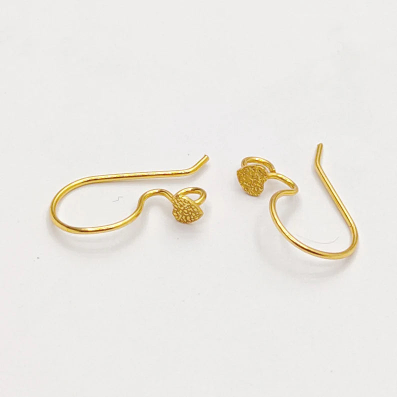 5 Pairs Copper Heart Shape Earring Hooks – Gold, Silver & Rose Gold Plated | E-Coated Jewelry Findings