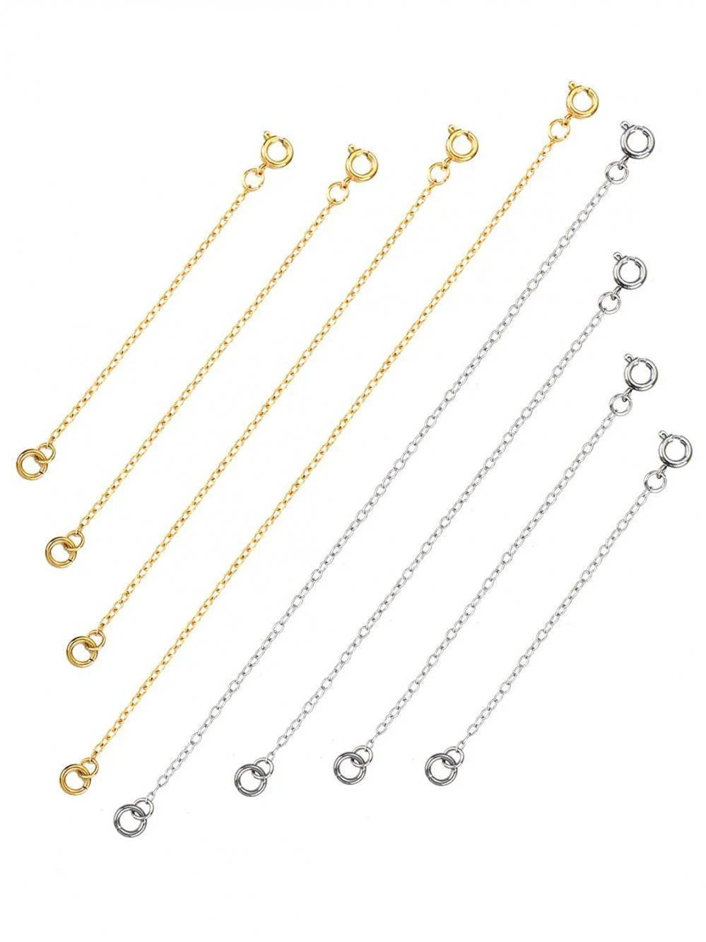 92.5 Sterling Silver Necklace Extender Chain – Spring Lock Clasp Bracelet & Necklace Extension Chain (2–6 Inch, Silver/Gold)