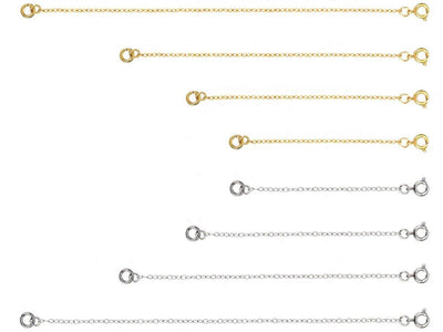 92.5 Sterling Silver Necklace Extender Chain – Spring Lock Clasp Bracelet & Necklace Extension Chain (2–6 Inch, Silver/Gold)