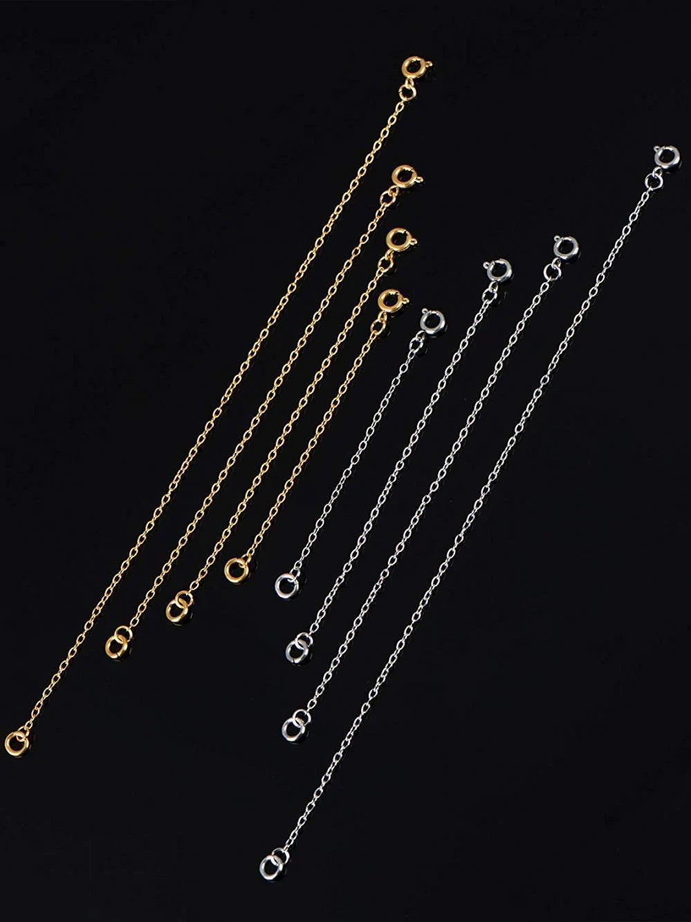 92.5 Sterling Silver Necklace Extender Chain – Spring Lock Clasp Bracelet & Necklace Extension Chain (2–6 Inch, Silver/Gold)