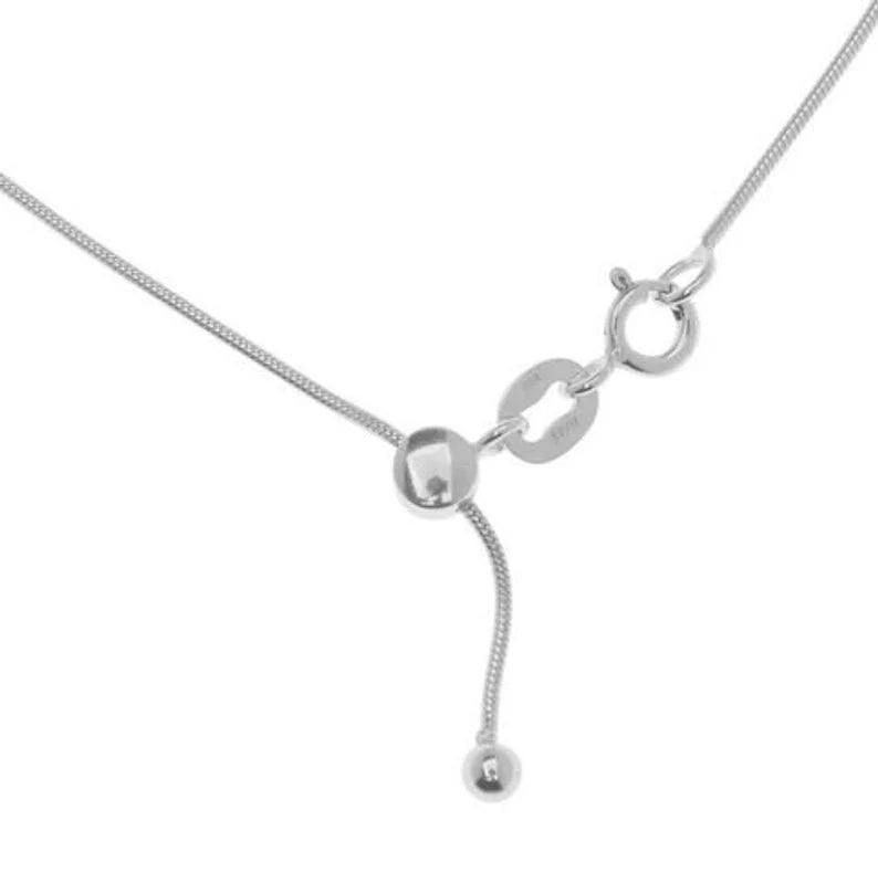 92.5 Sterling Silver Adjustable Snake Chain Necklace with Silicon Slider Ball & Lobster Clasp (1.20mm, 16–22 Inch, Silver/Rose Gold/Yellow Gold)
