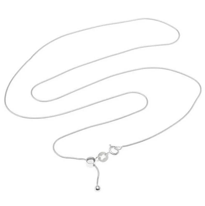 92.5 Sterling Silver Adjustable Snake Chain Necklace with Silicon Slider Ball & Lobster Clasp (1.20mm, 16–22 Inch, Silver/Rose Gold/Yellow Gold)