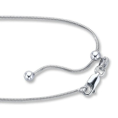 92.5 Sterling Silver Adjustable Snake Chain Necklace with Silicon Slider Ball & Lobster Clasp (1.20mm, 16–22 Inch, Silver/Rose Gold/Yellow Gold)
