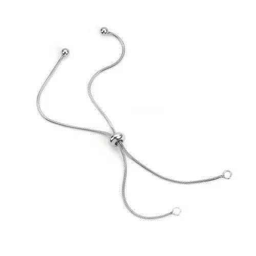 92.5 Sterling Silver Slider Bolo Bracelet Chain – Adjustable Snake Chain with Slider Clasp, Bracelet Making Base (4–8 Inch)
