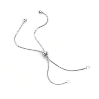 92.5 Sterling Silver Slider Bolo Bracelet Chain – Adjustable Snake Chain with Slider Clasp, Bracelet Making Base (4–8 Inch)