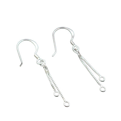 92.5 Sterling Silver Earring Hooks with Tassel Chains | 1 Pair