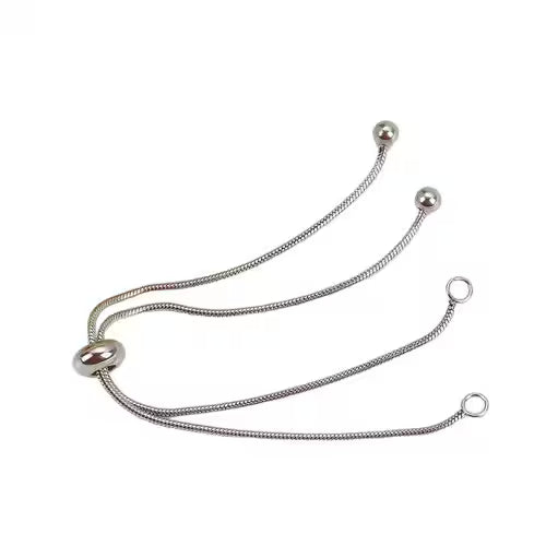 92.5 Sterling Silver Slider Bolo Bracelet Chain – Adjustable Snake Chain with Slider Clasp, Bracelet Making Base (4–8 Inch)
