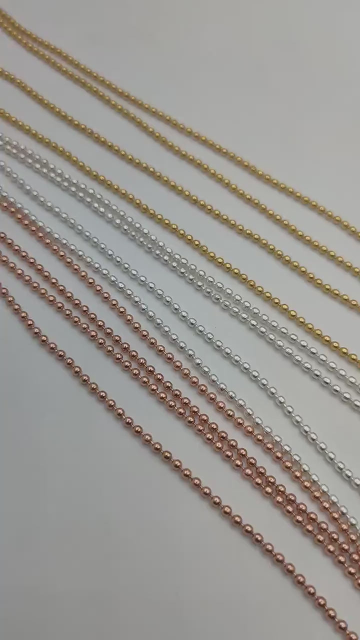 2mm Ball Chain – Gold, Silver & Rose Gold Plated Copper | Jewelry Making Chain (1 Meter)