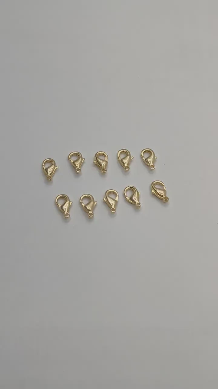 12mm Lobster Clasp – Gold, Silver, Rose Gold & Bare Brass | Jewelry Making Findings (5 Pcs)