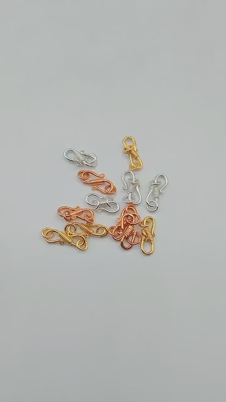 S Hook Lock Clasp with Jump Ring – Gold, Silver & Rose Gold Plated | Jewelry Making Findings (2 Pcs)