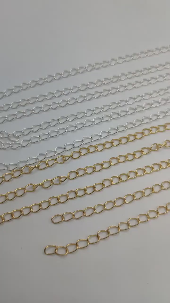 Flat Curb Extender Chain 3x4mm – Gold, Silver & Rose Gold Plated Copper | Jewelry Making Chain (1 Meter)